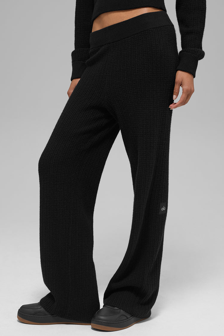 Pantalon gaufré taille haute en cachemire ALO