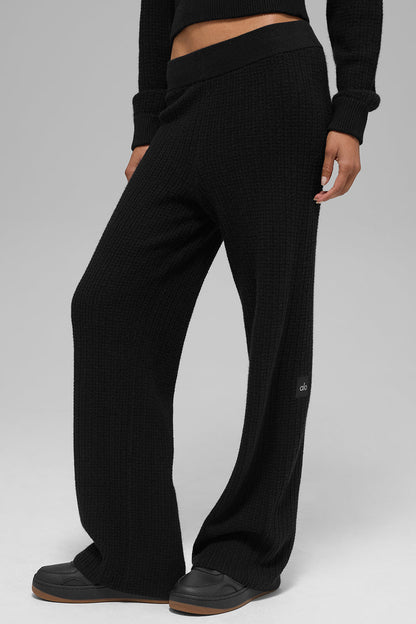 Pantalon gaufré taille haute en cachemire ALO