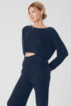 Haut Court Manches Longues En Cachemire Plush Waffle ALO