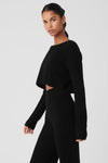 Haut Court Manches Longues En Cachemire Plush Waffle ALO
