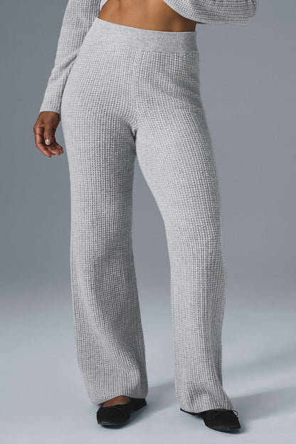 Pantalon gaufré taille haute en cachemire ALO