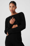 Haut Court Manches Longues En Cachemire Plush Waffle ALO