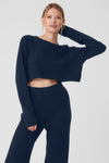 Haut Court Manches Longues En Cachemire Plush Waffle ALO